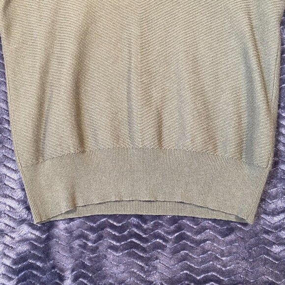 J.Crew Olive Green Ruffle Neck Sweater Ribbed Knit pullover,womens size XS - Picture 6 of 9
